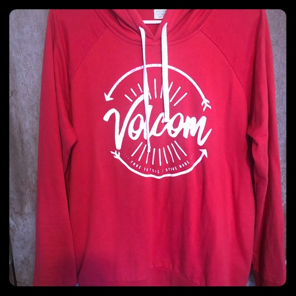 red volcom hoodie